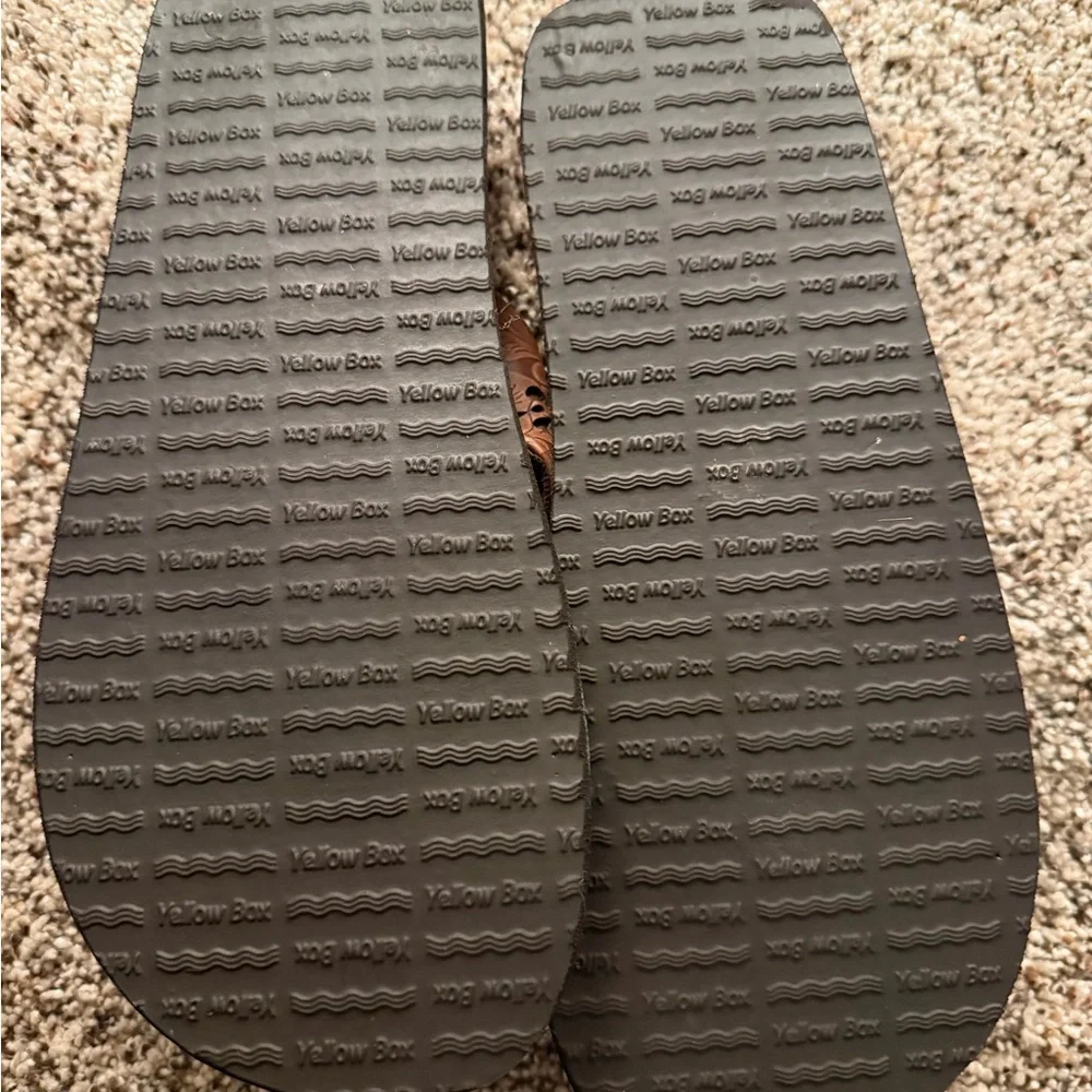 Yellow Box Brown Floral Cutout Thong Sandals - Picture 3 of 3